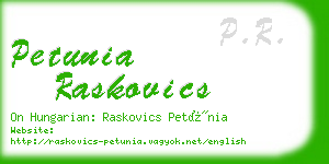 petunia raskovics business card